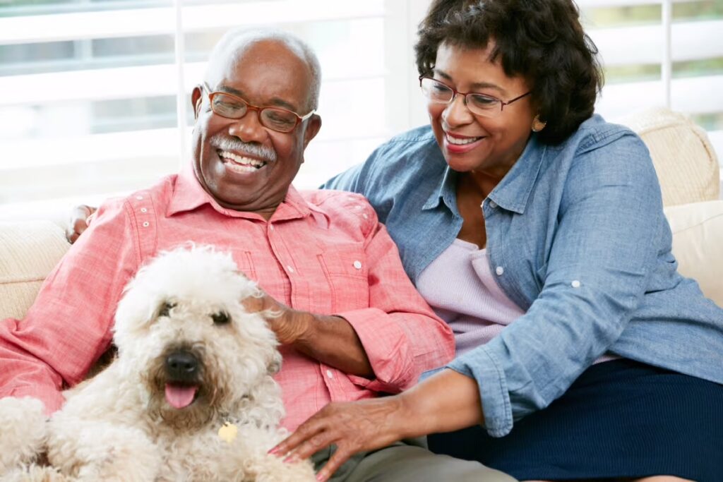 The Courtyard at Wyoming | Senior couple with dog