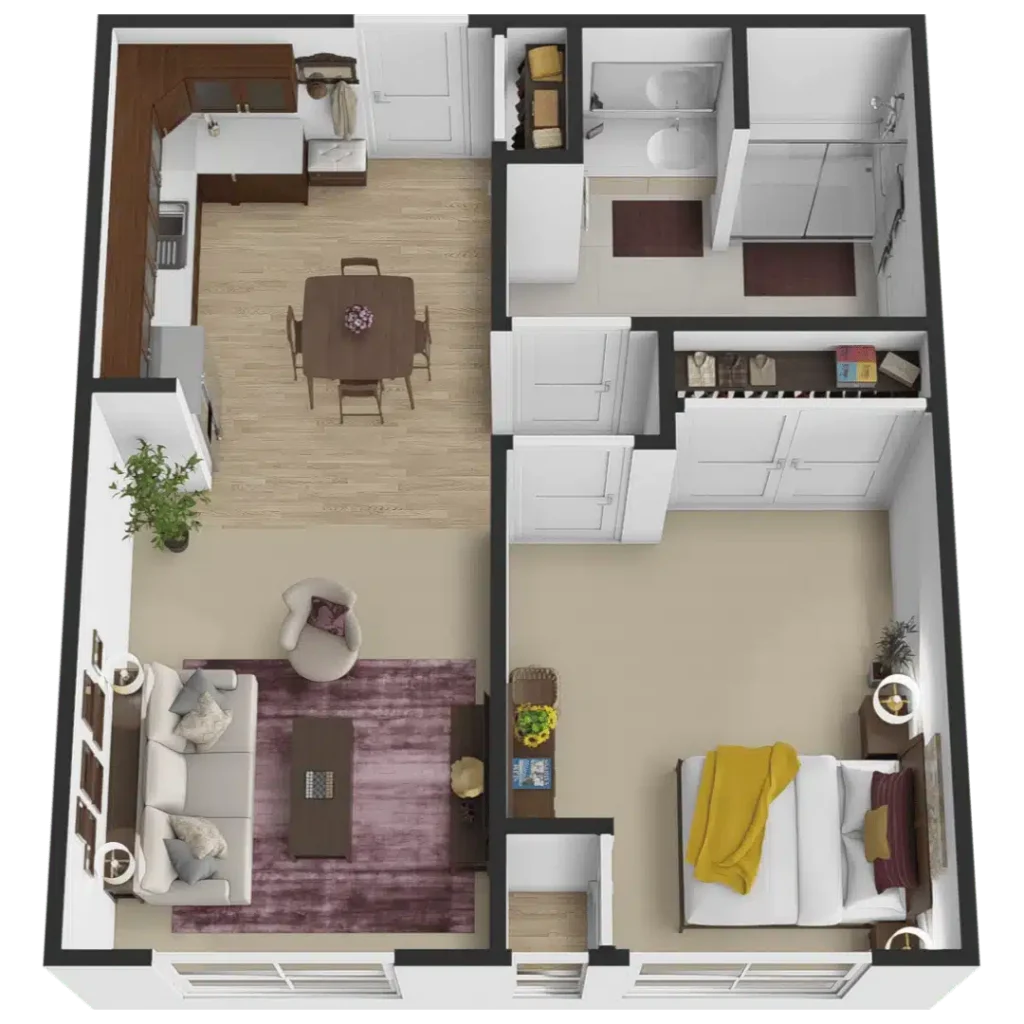The Courtyard at Wyoming | The Oak | One Bedroom