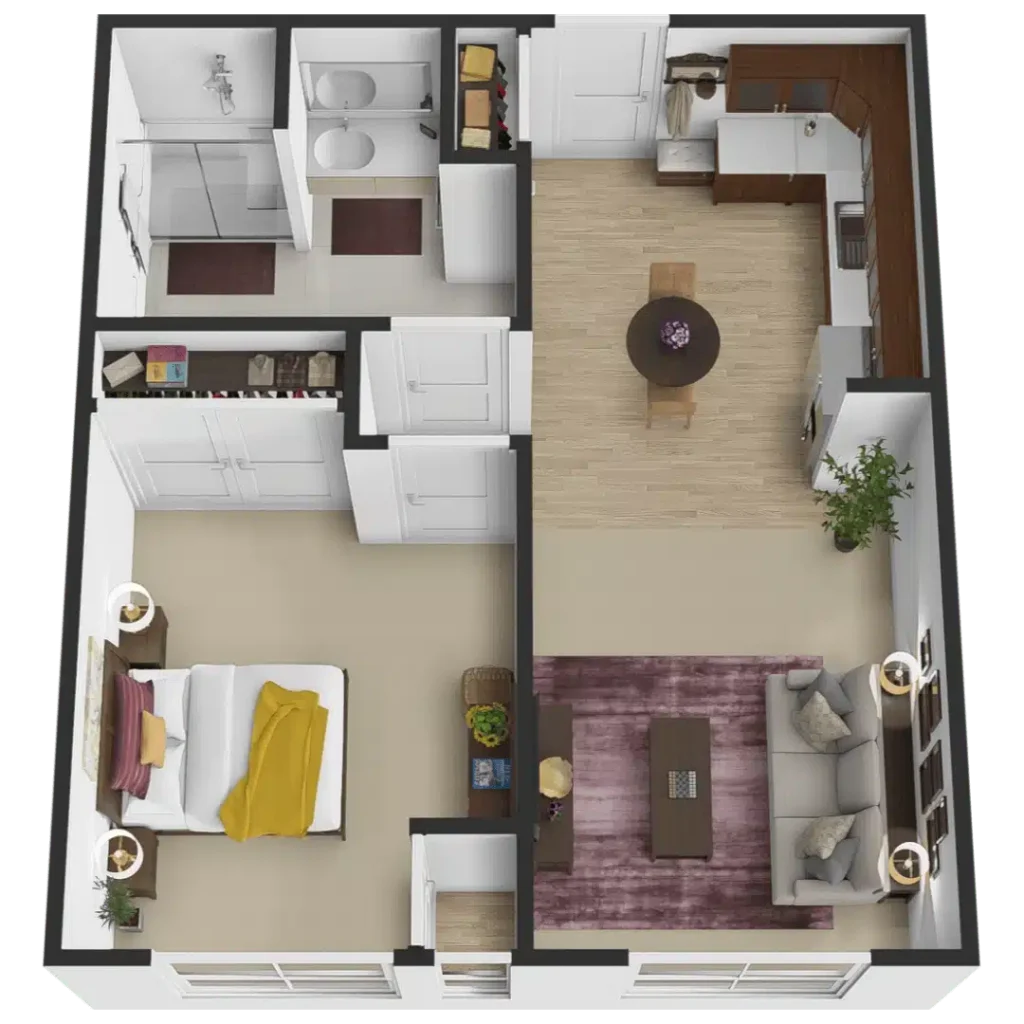 The Courtyard at Wyoming | The Oak | One Bedroom Accessible